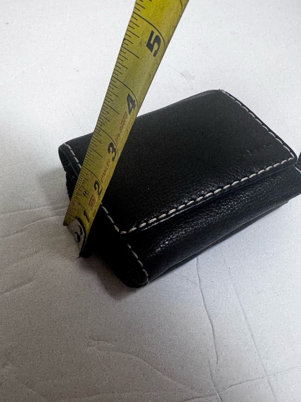 Roots Black Leather Trifold Wallet White Stitch Zip Coin Pocket Organizer Case - Picture 15 of 15
